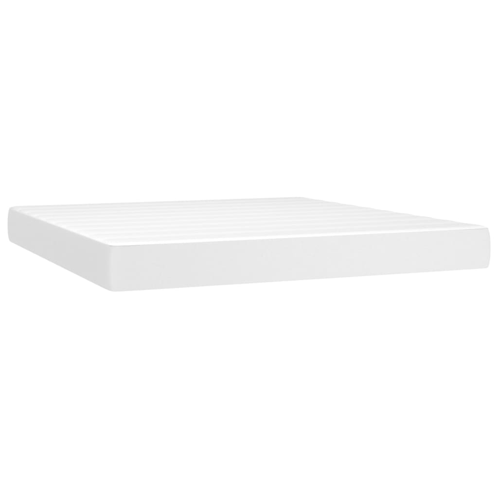 vidaXL Boxspring met matras en LED kunstleer wit 160x200 cm