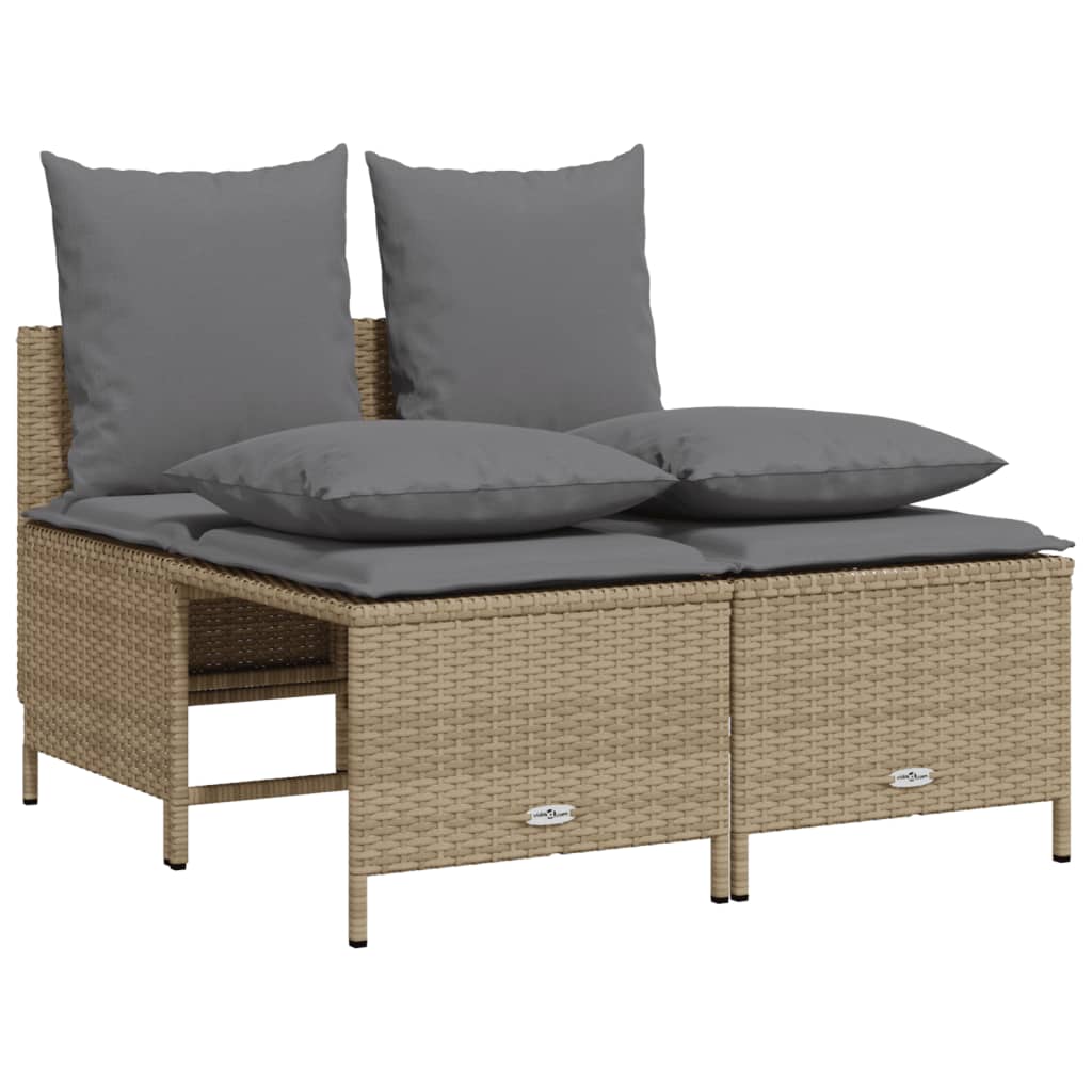 vidaXL 4-delige Loungeset met kussens poly rattan beige