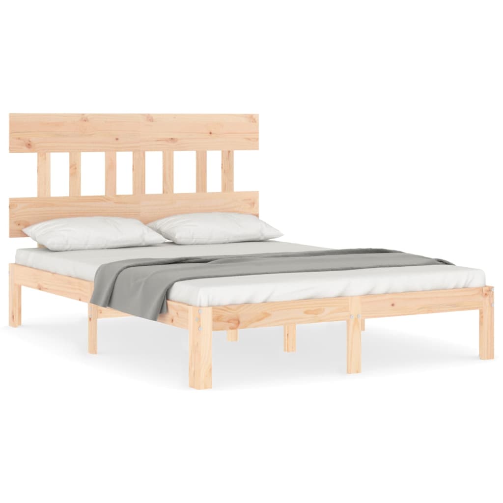 vidaXL Bedframe met hoofdbord massief hout 140x190 cm