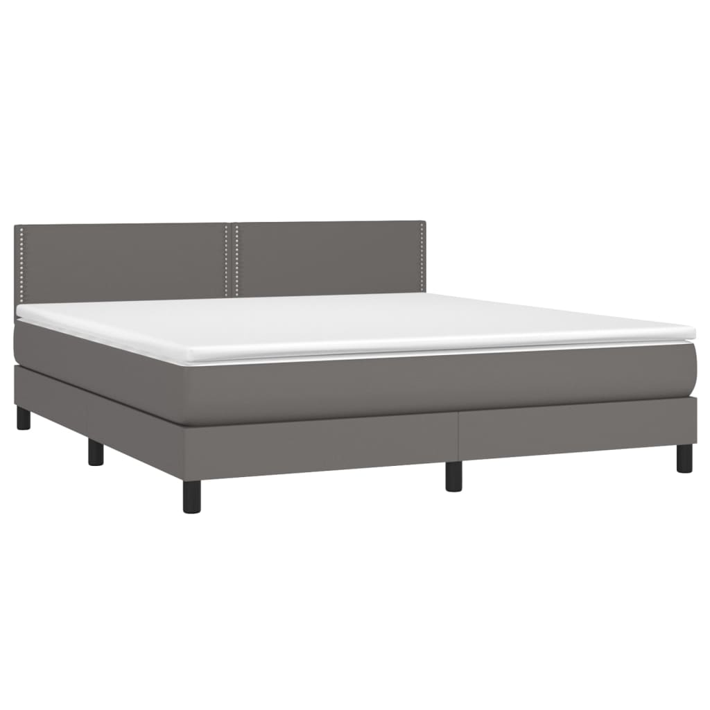 vidaXL Boxspring met matras kunstleer grijs 180x200 cm