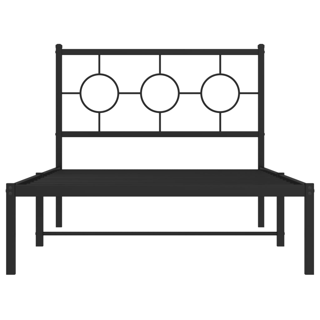 vidaXL Bedframe met hoofdbord metaal zwart 100x190 cm