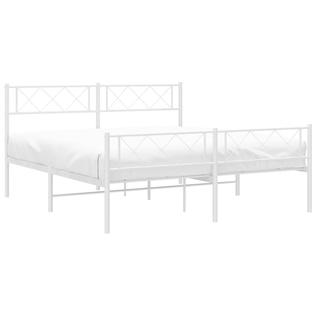 vidaXL Bedframe met hoofd- en voeteneinde metaal wit 160x200 cm