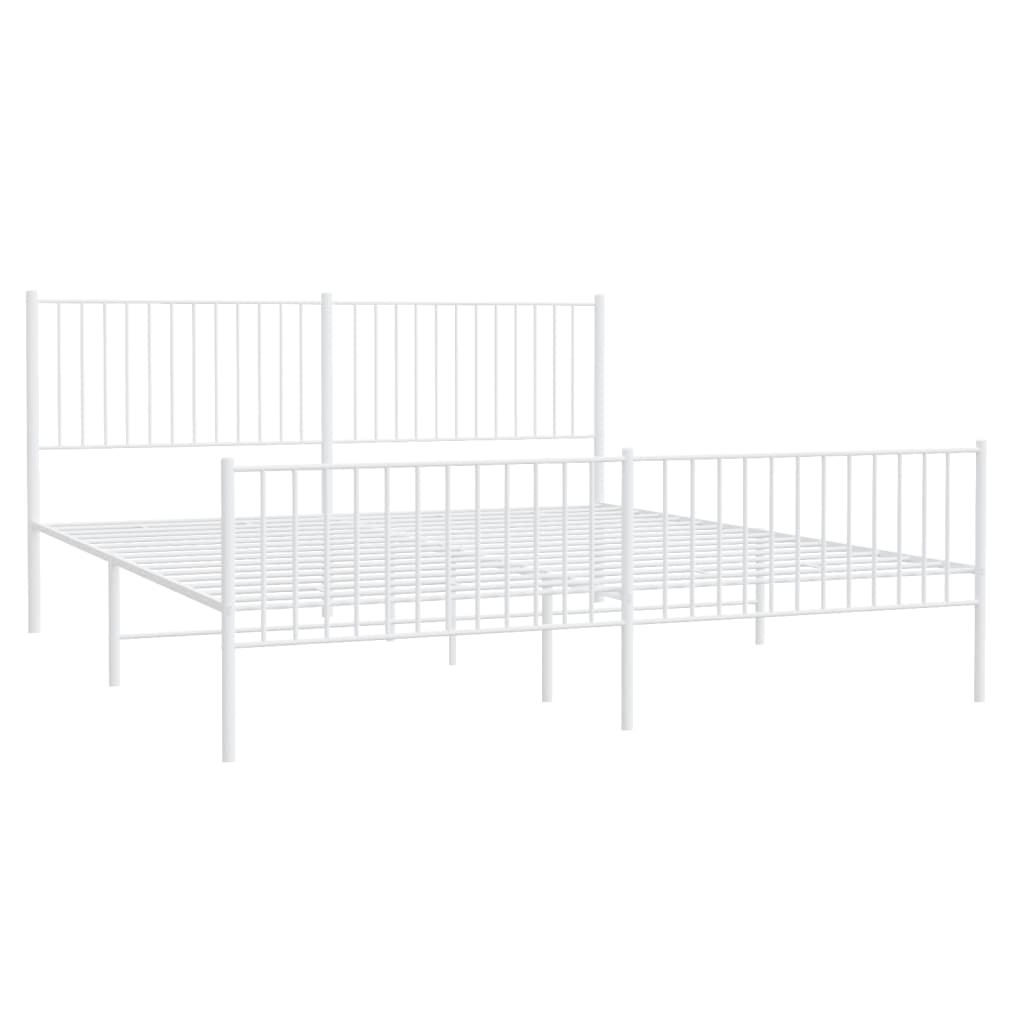 vidaXL Bedframe met hoofd- en voeteneinde metaal wit 200x200 cm