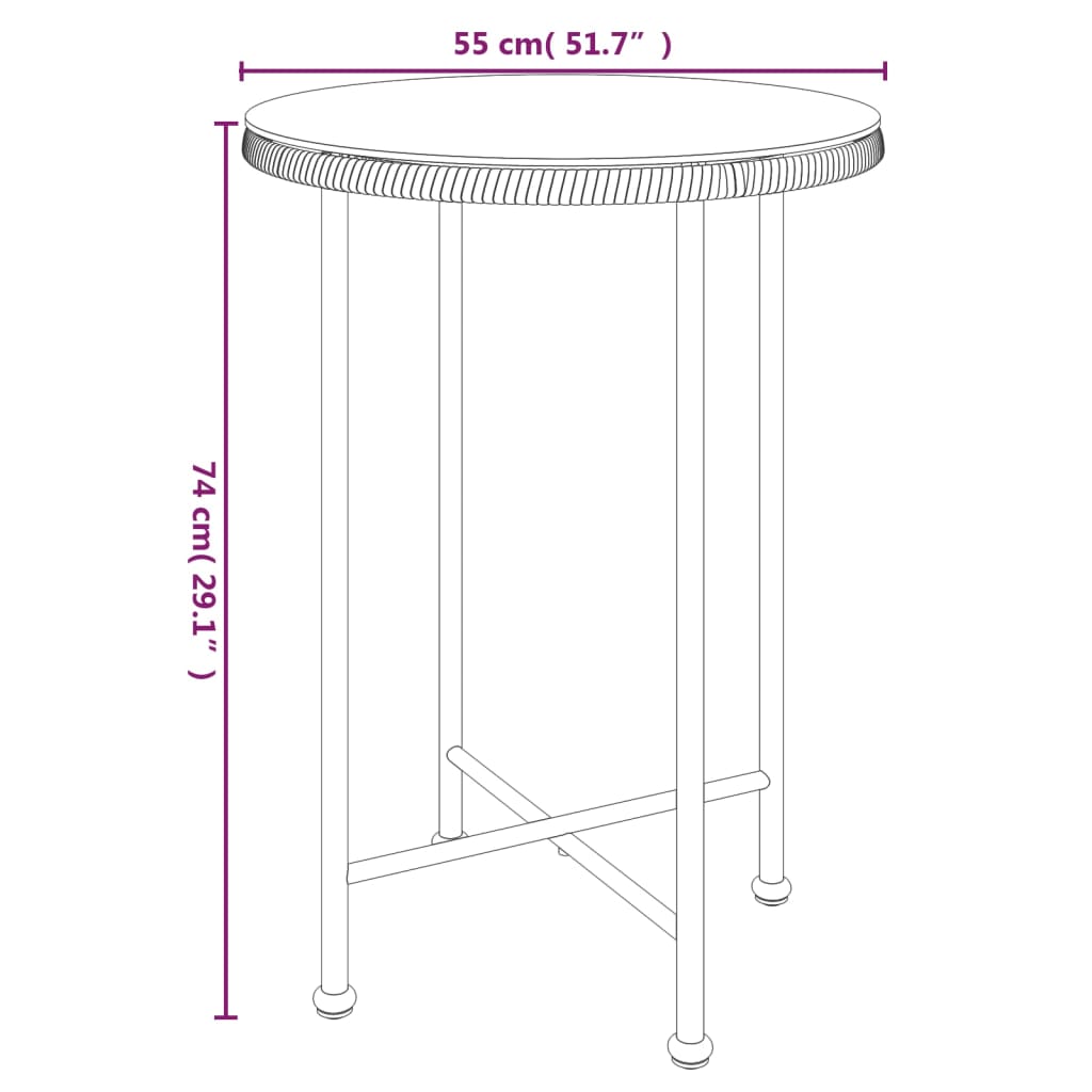 vidaXL Eettafel Ø55 cm gehard glas en staal