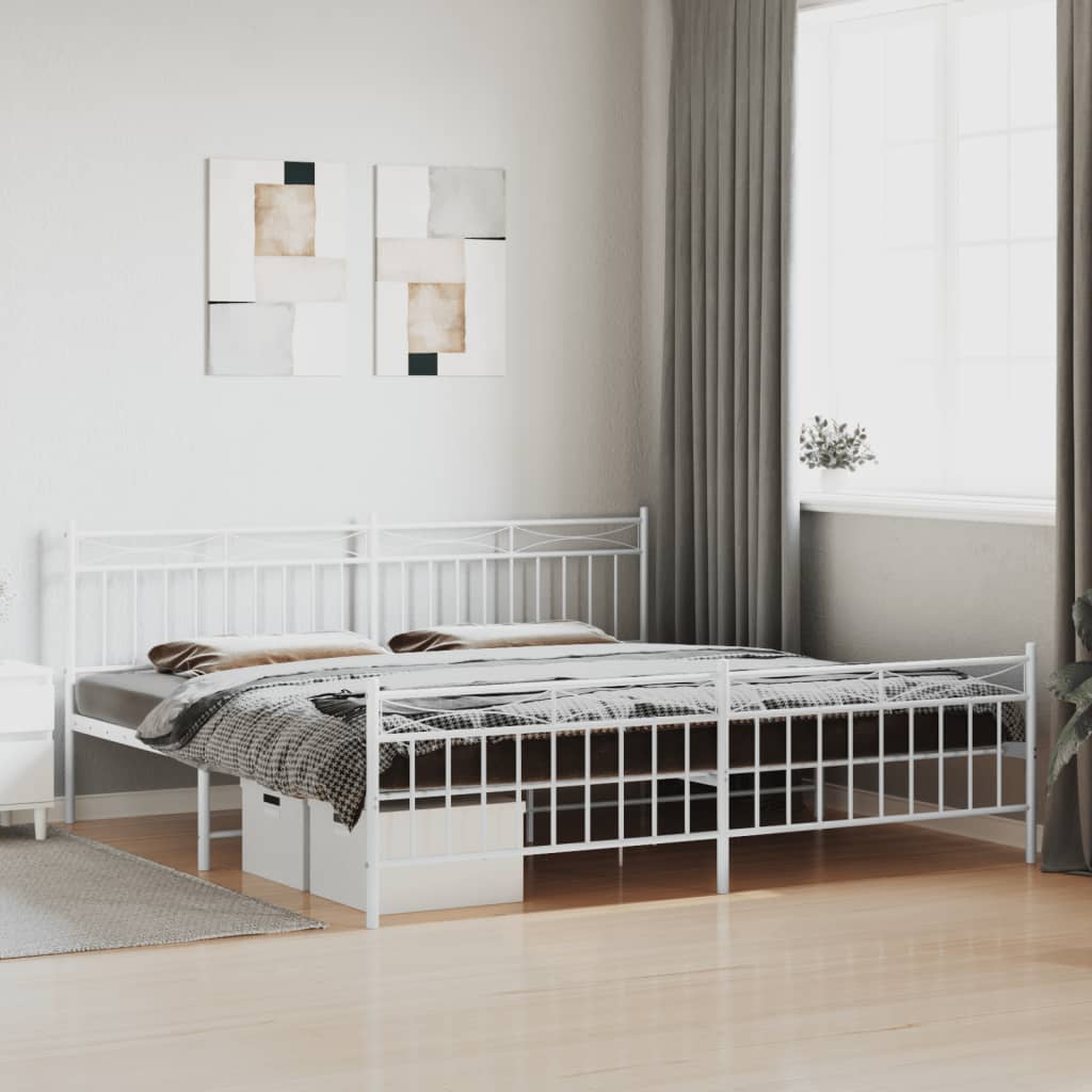 vidaXL Bedframe met hoofd- en voeteneinde metaal wit 200x200 cm