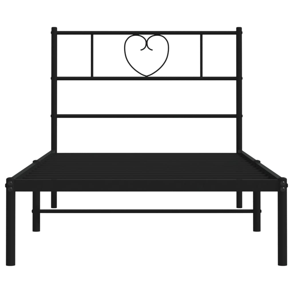 vidaXL Bedframe met hoofdbord metaal zwart 90x190 cm