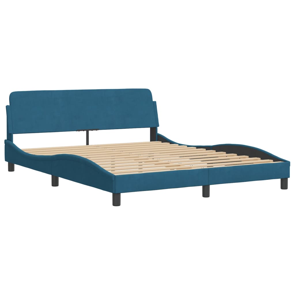 vidaXL Bed met matras fluweel blauw 160x200 cm