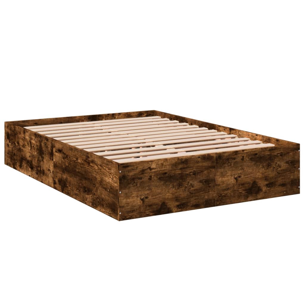 vidaXL Bedframe bewerkt hout gerookt eikenkleurig 120x190 cm