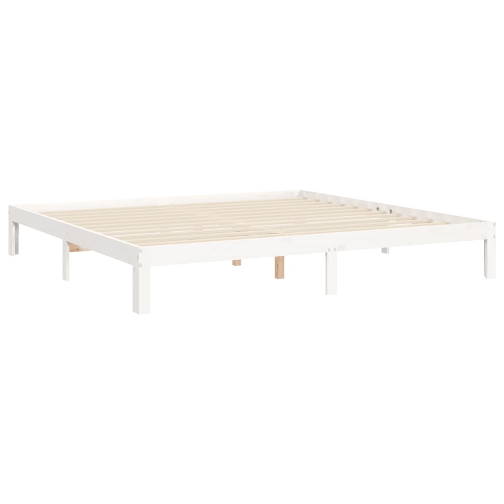 vidaXL Bedframe met hoofdbord massief hout wit 160x200 cm