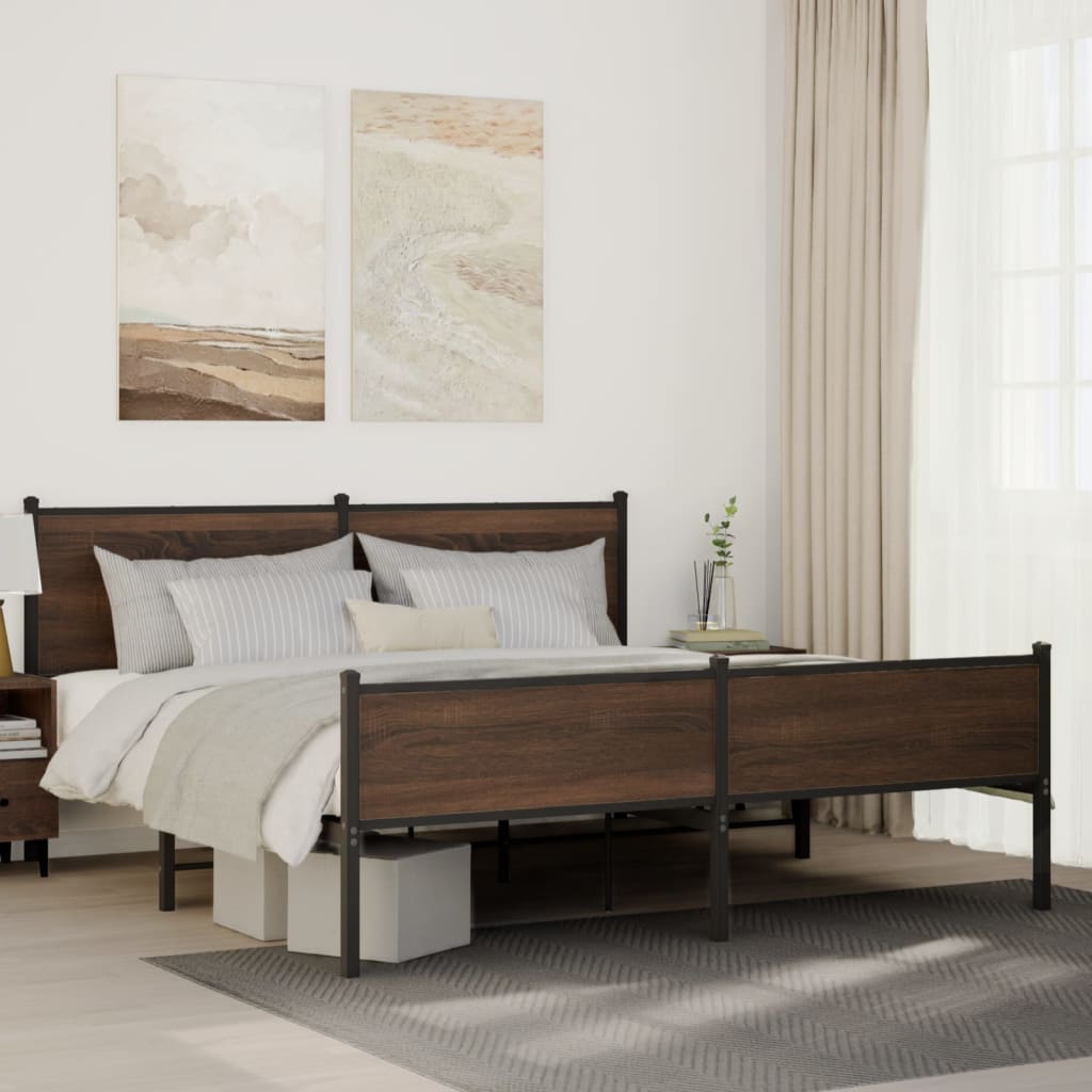 vidaXL Bedframe zonder matras metaal bruin eikenkleur 183x213 cm