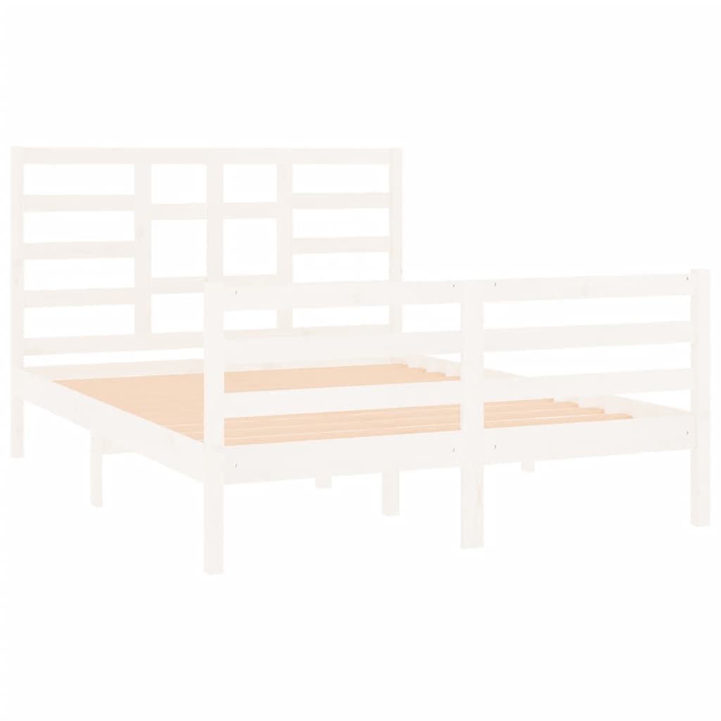 vidaXL Bedframe massief hout wit 135x190 cm