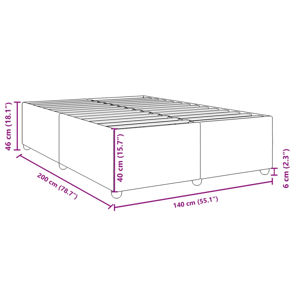 vidaXL Bedframe zonder matras stof donkergrijs 140x200 cm