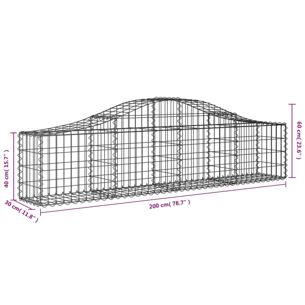 vidaXL Schanskorven 7 st gewelfd 200x30x40/60 cm gegalvaniseerd ijzer