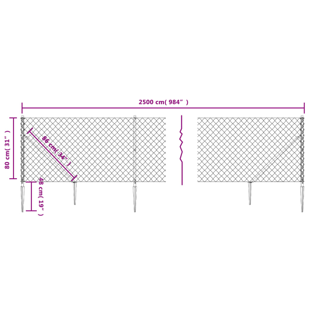 vidaXL Gaashek met grondankers 0,8x25 m groen