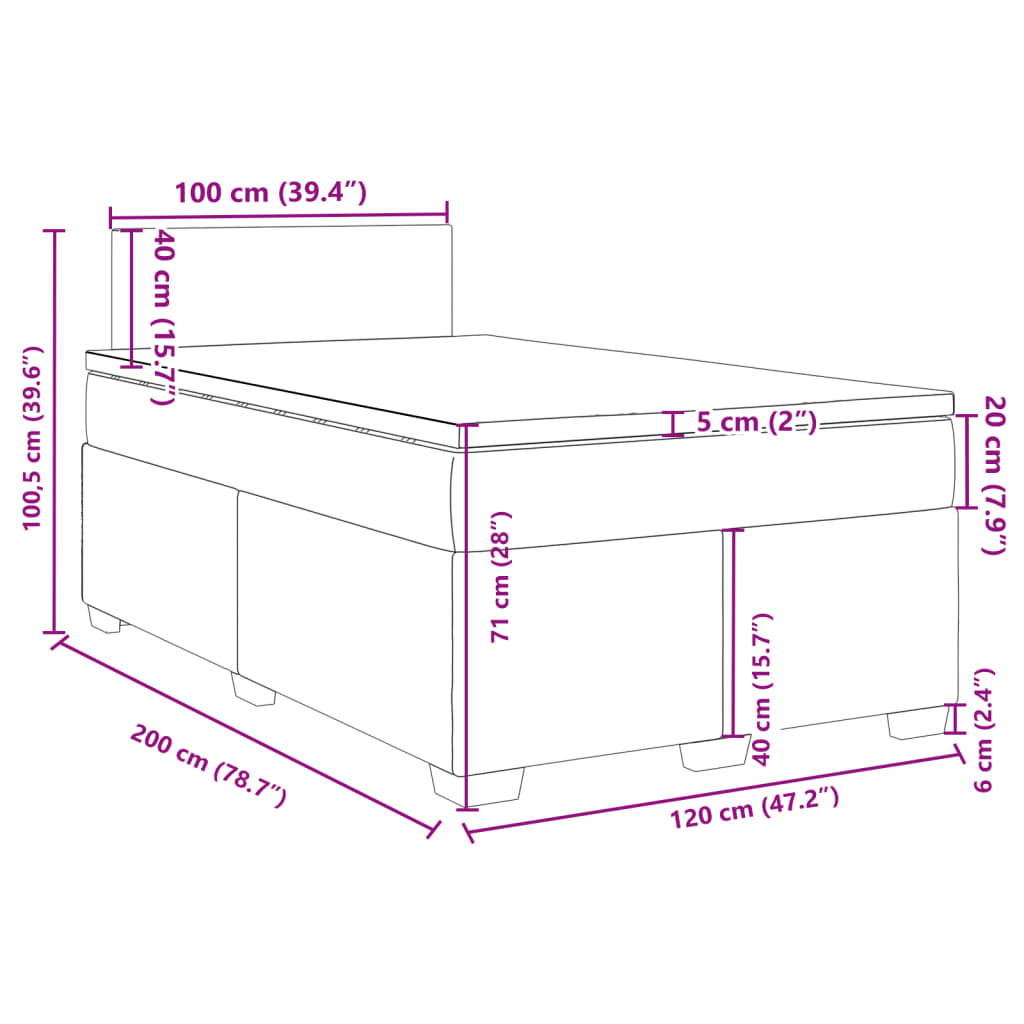 vidaXL Boxspring met matras fluweel roze 120x200 cm