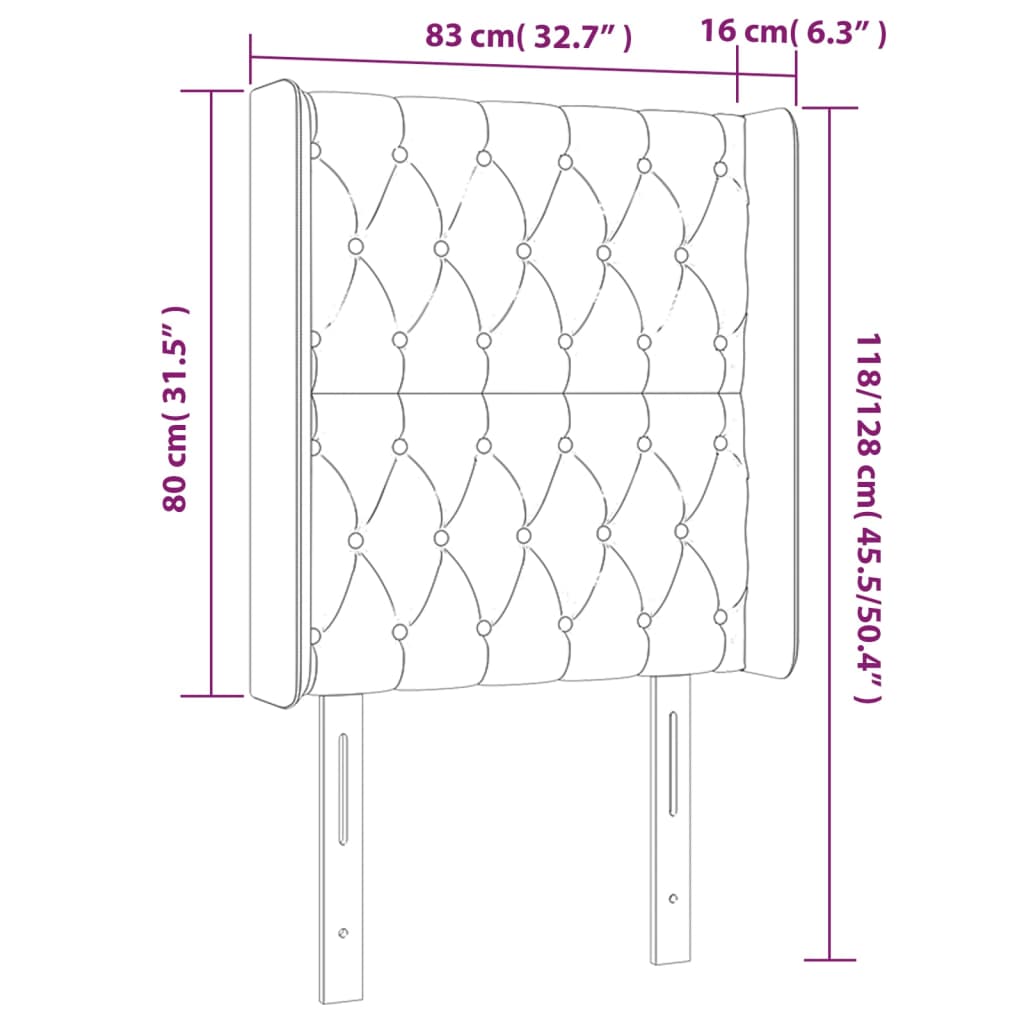 vidaXL Hoofdbord LED 83x16x118/128 cm stof taupe