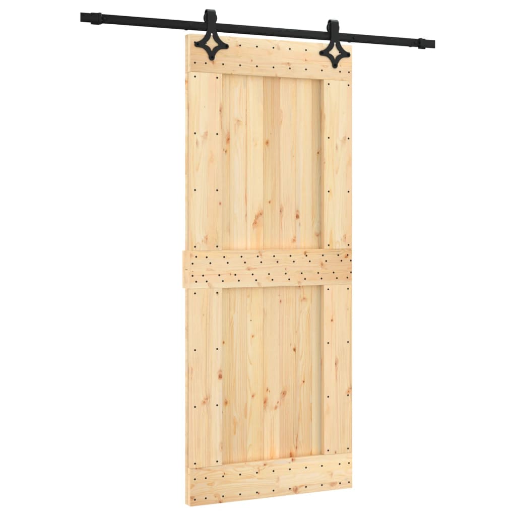 vidaXL Schuifdeur met beslag 85x210 cm massief grenenhout