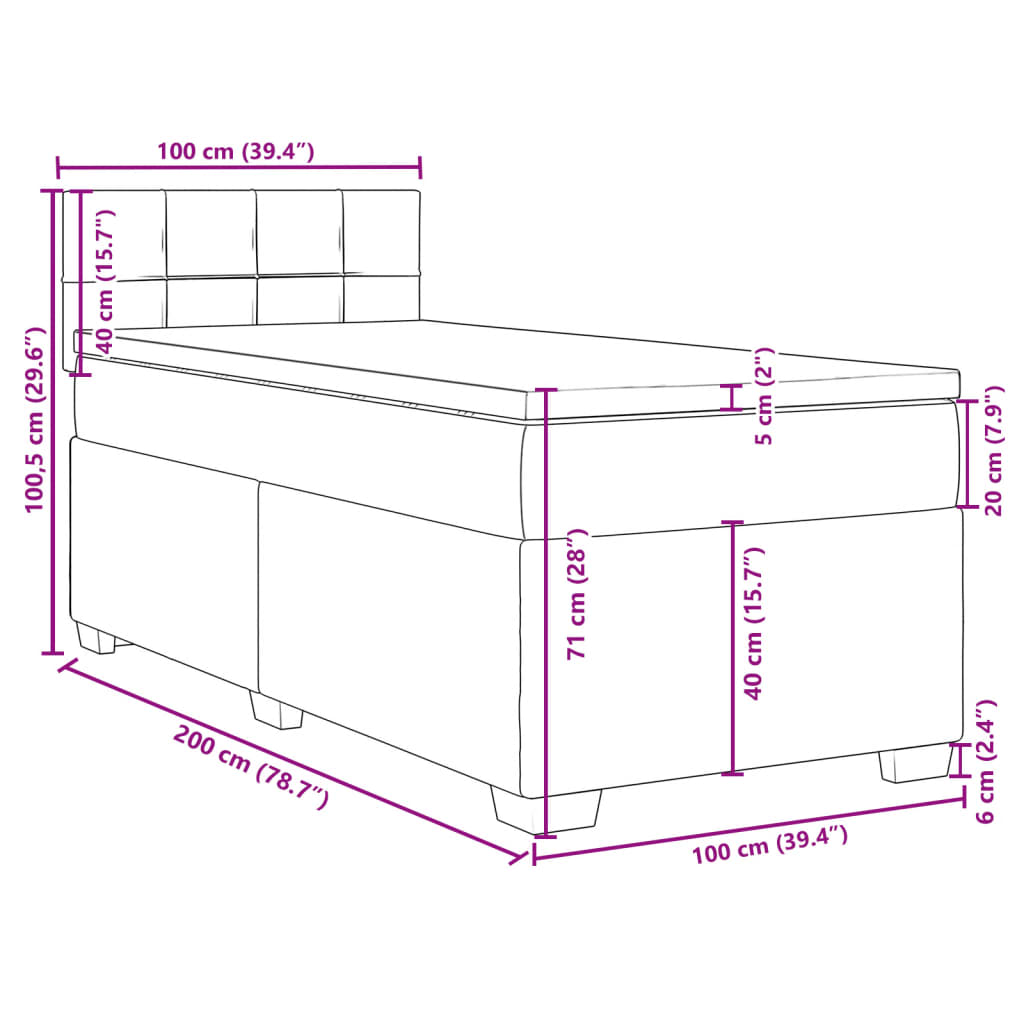 vidaXL Boxspring met matras fluweel donkergroen 100x200 cm