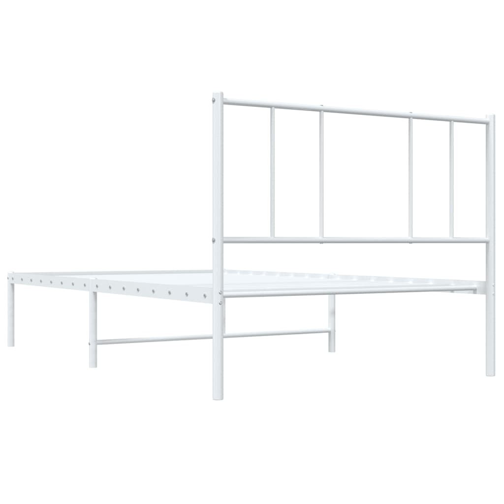 vidaXL Bedframe met hoofdbord metaal wit 100x190 cm