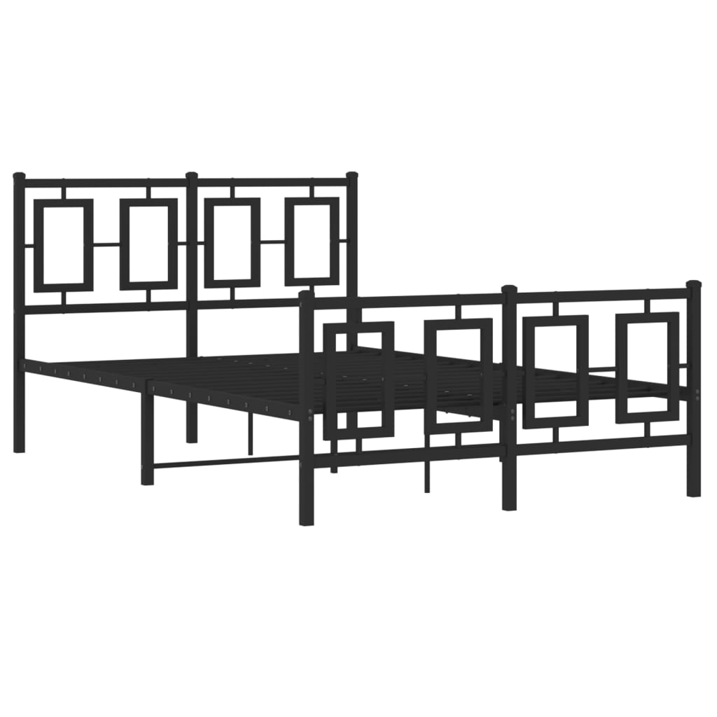 vidaXL Bedframe met hoofd- en voeteneinde metaal zwart 120x200 cm