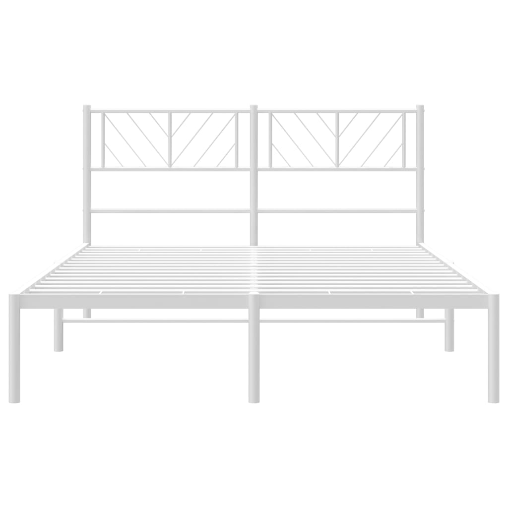 vidaXL Bedframe met hoofdbord metaal wit 140x200 cm