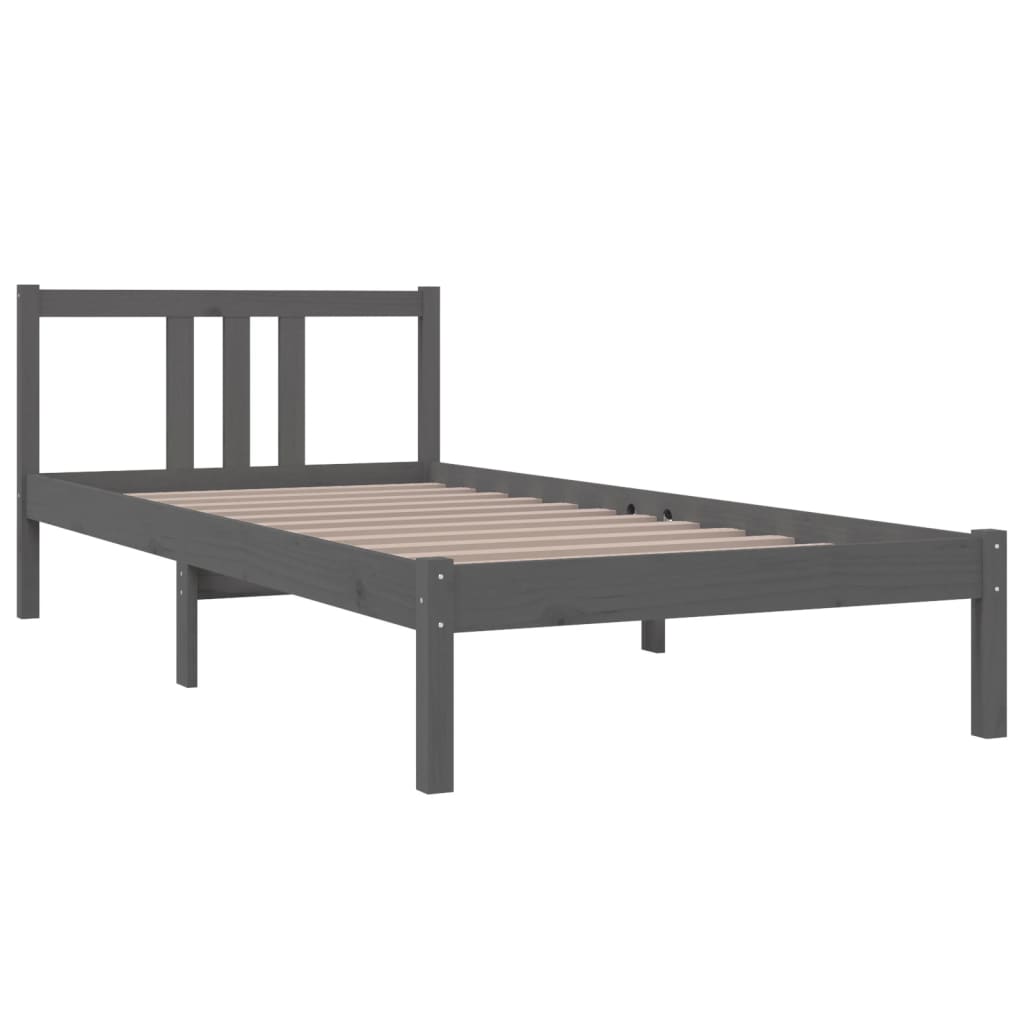 vidaXL Bedframe massief hout grijs 90x200 cm