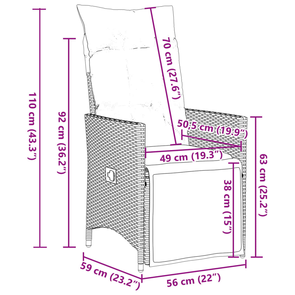 vidaXL 7-delige Tuinset met kussens poly rattan beige