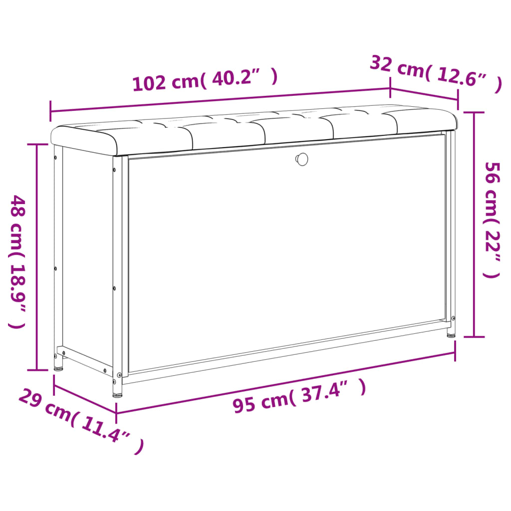 vidaXL Schoenenbankje met klaplade 102x32x56 cm bruin eikenkleur