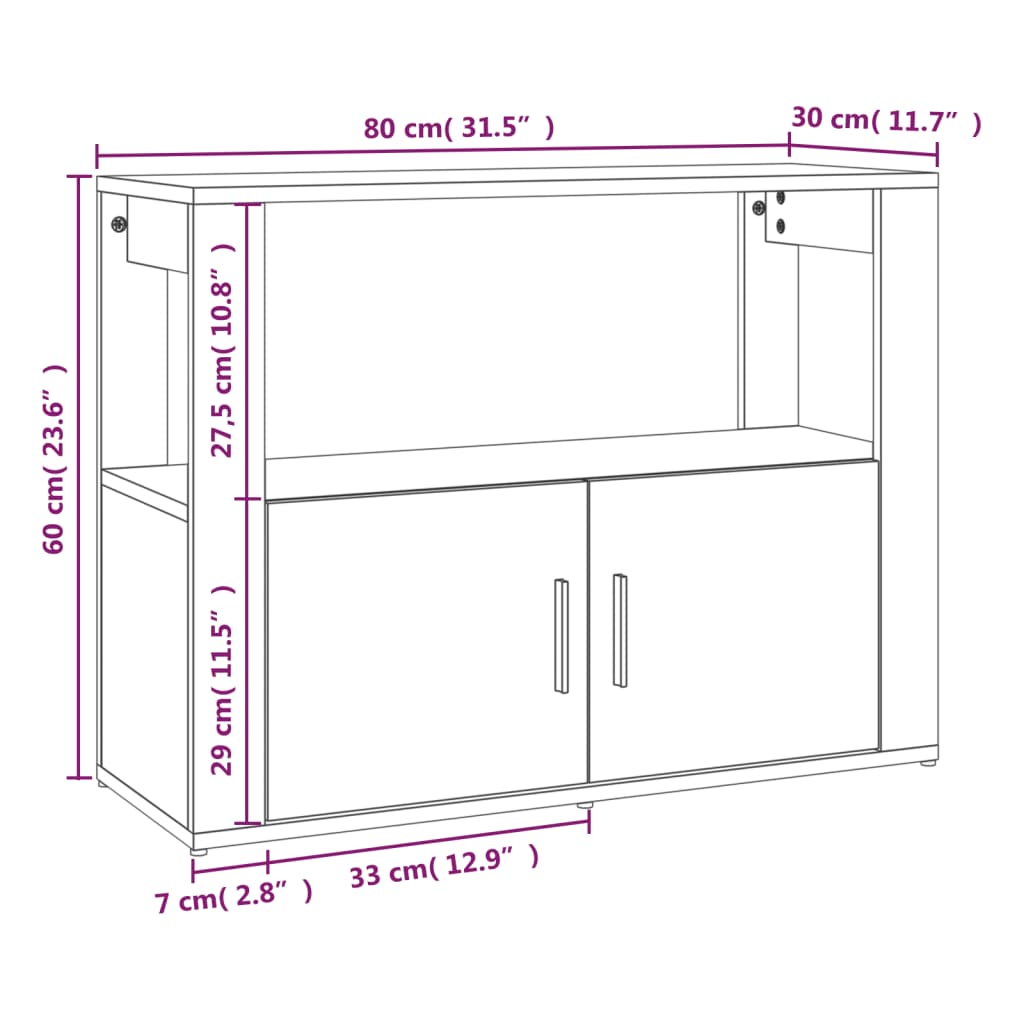 vidaXL Dressoir 80x30x60 cm bewerkt hout zwart