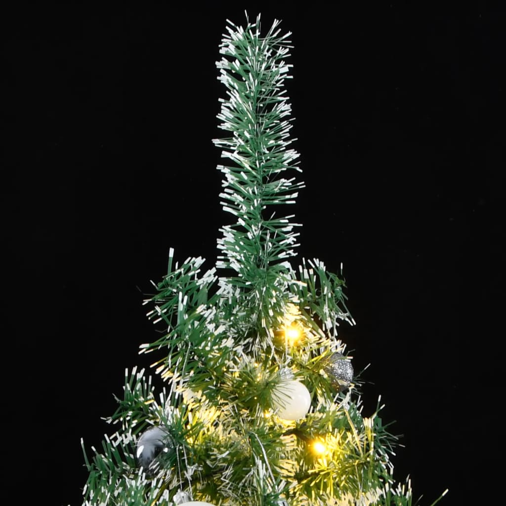 vidaXL Kunstkerstboom met 300 LED's kerstballen en sneeuw 210 cm