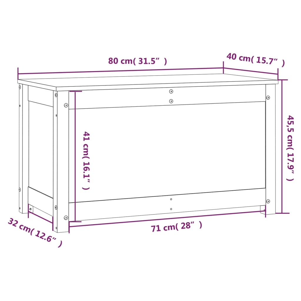 vidaXL Opbergbox honingbruin 80x40x45,5 cm massief grenenhout