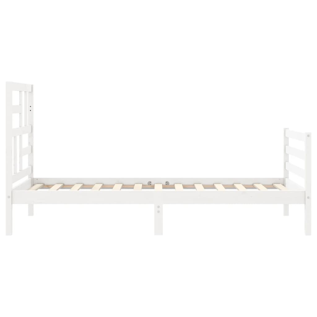 vidaXL Bedframe met hoofdbord massief hout wit 90x200 cm