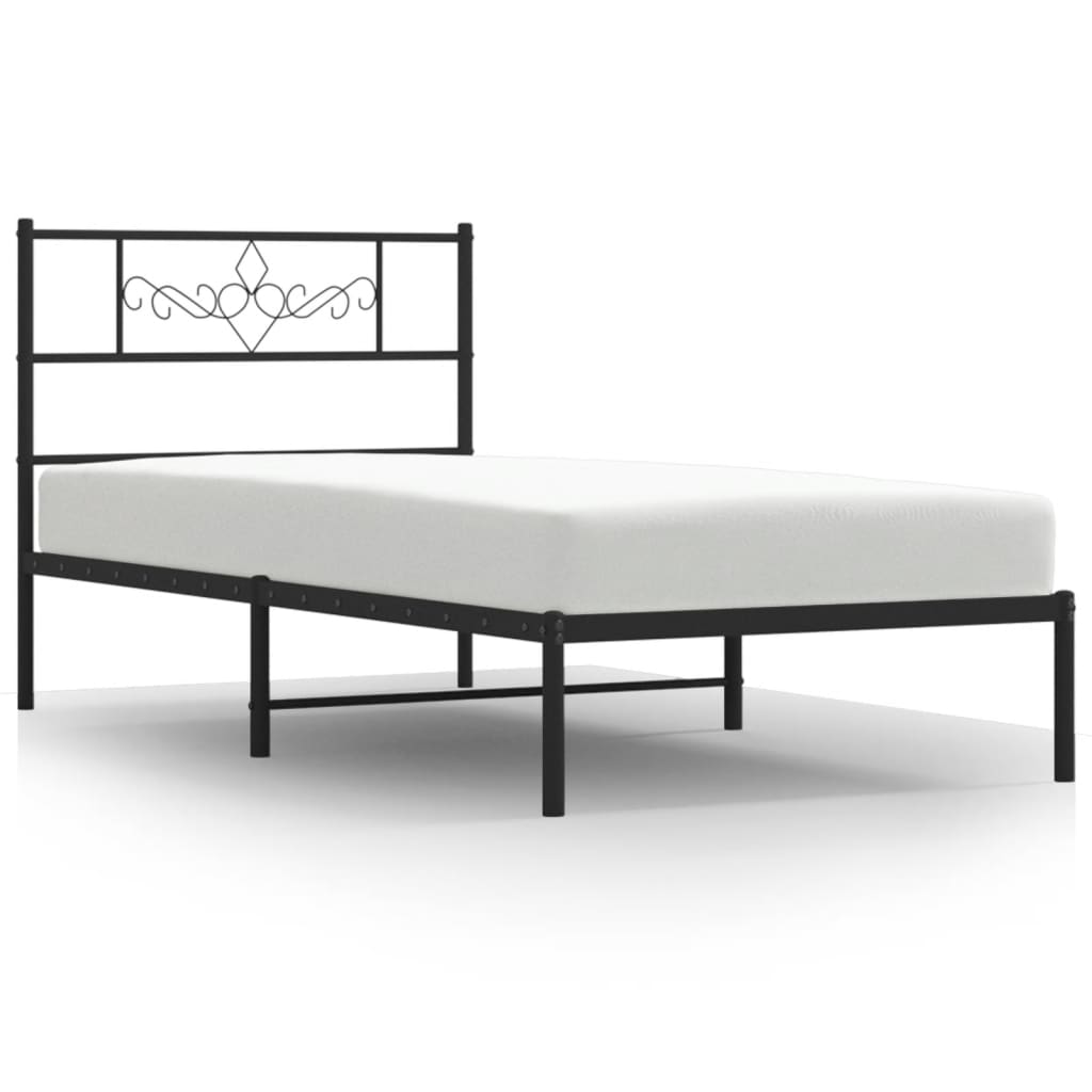 vidaXL Bedframe met hoofdbord metaal zwart 100x200 cm