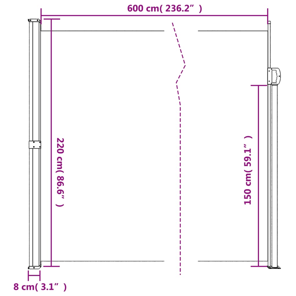 vidaXL Windscherm uittrekbaar 220x600 cm rood