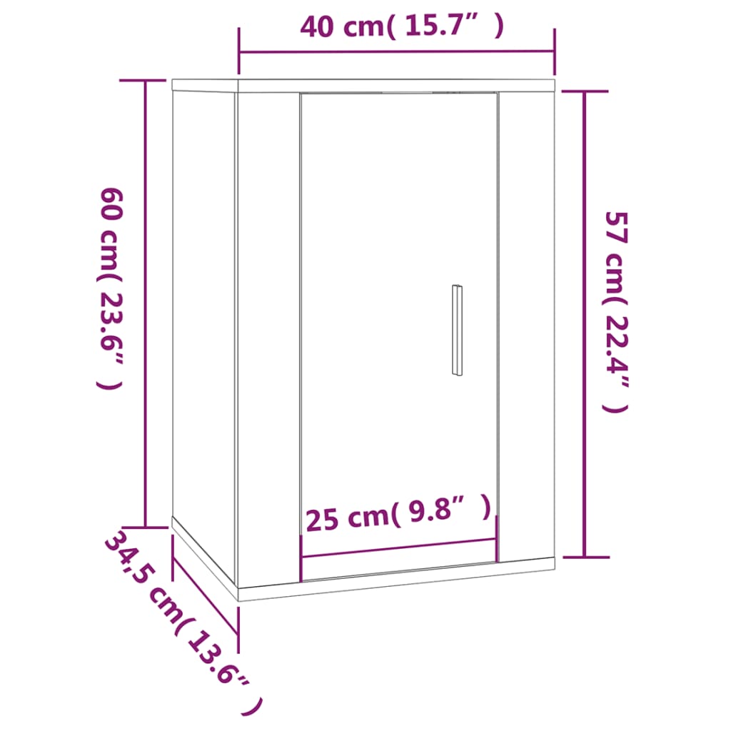 vidaXL Tv-wandmeubel 40x34,5x60 cm zwart