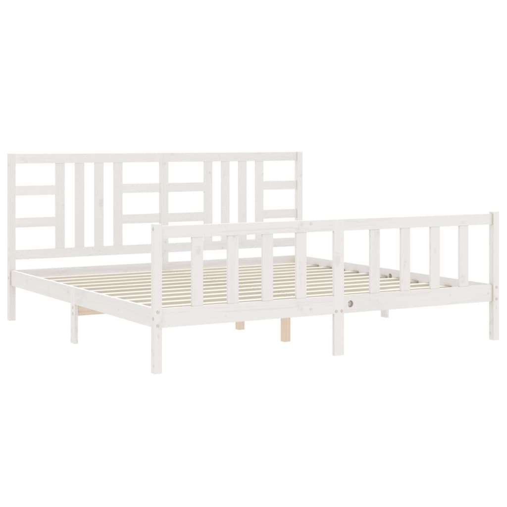 vidaXL Bedframe met hoofdbord massief hout wit 200x200 cm