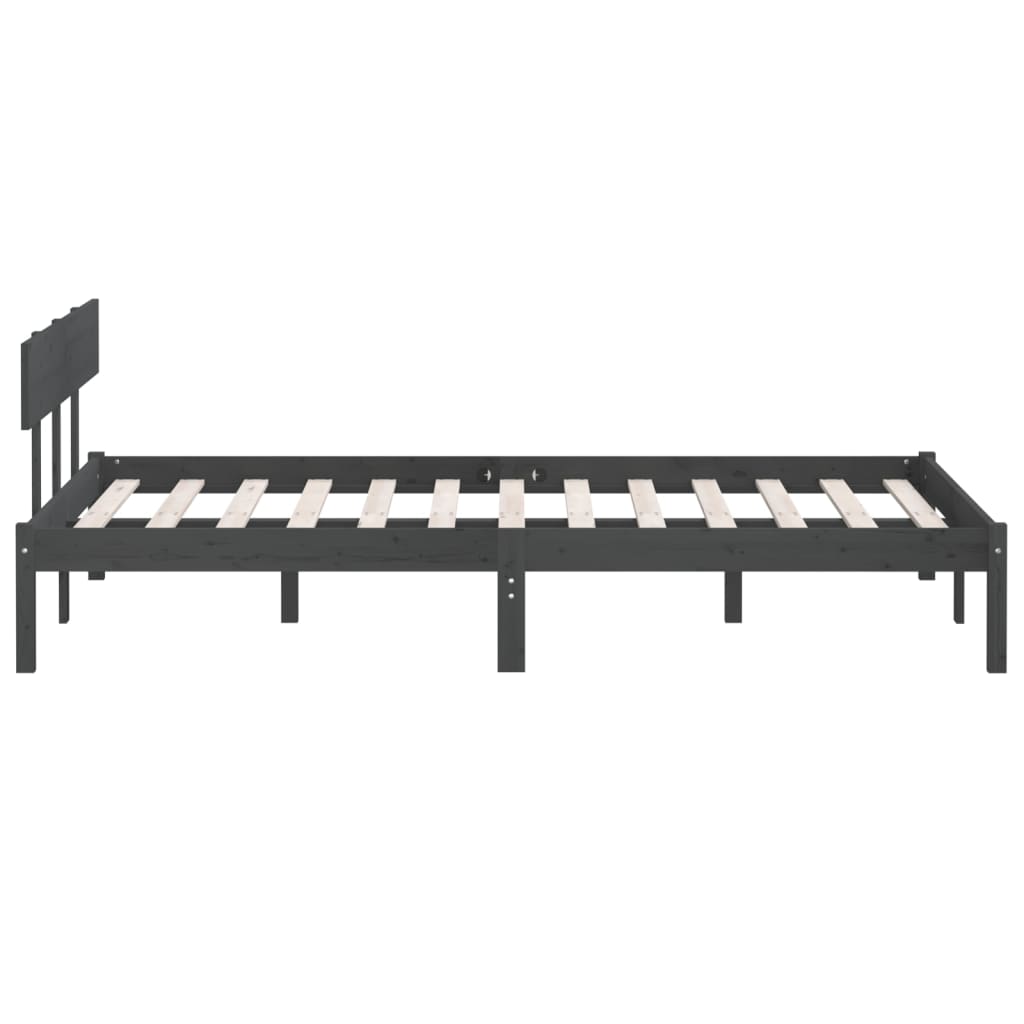 vidaXL Bedframe massief grenenhout grijs 160x200 cm