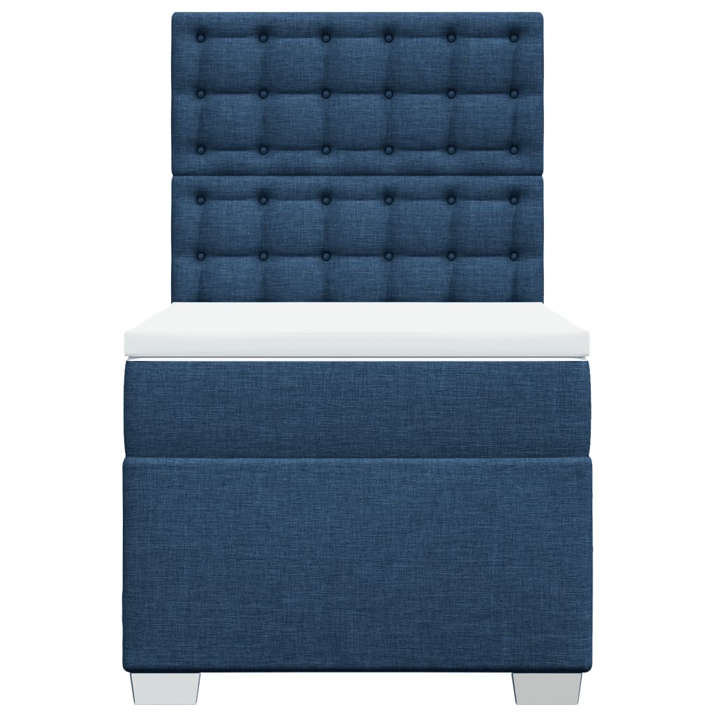 vidaXL Boxspring met matras stof blauw 90x190 cm