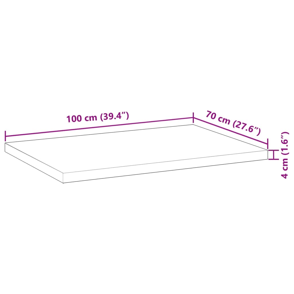 vidaXL Bureaublad 100x70x4 cm onbehandeld massief acaciahout