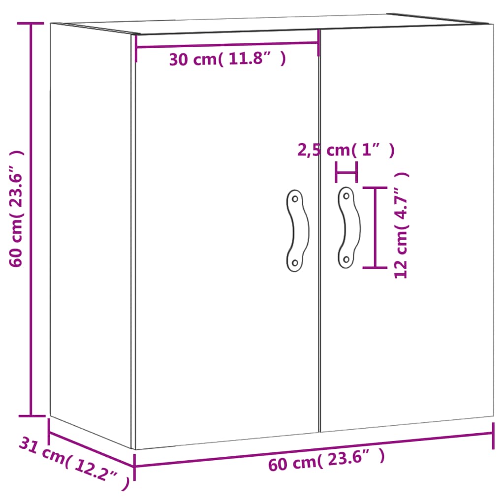 vidaXL Wandkast 60x31x60 cm bewerkt hout wit