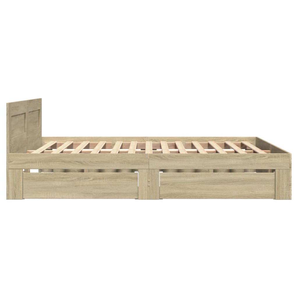 vidaXL Bedframe met hoofdeinde bewerkt hout sonoma eiken 140x200 cm