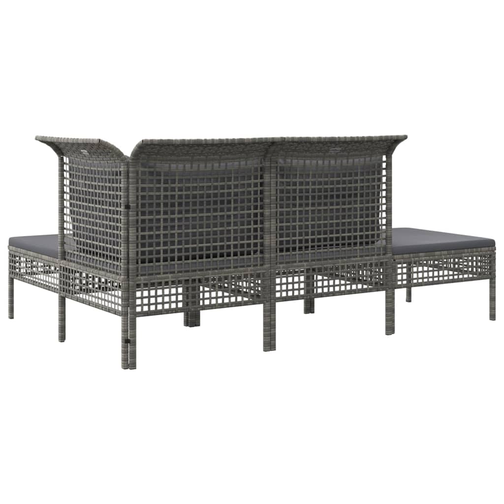 vidaXL 4-delige Loungeset met kussens poly rattan grijs