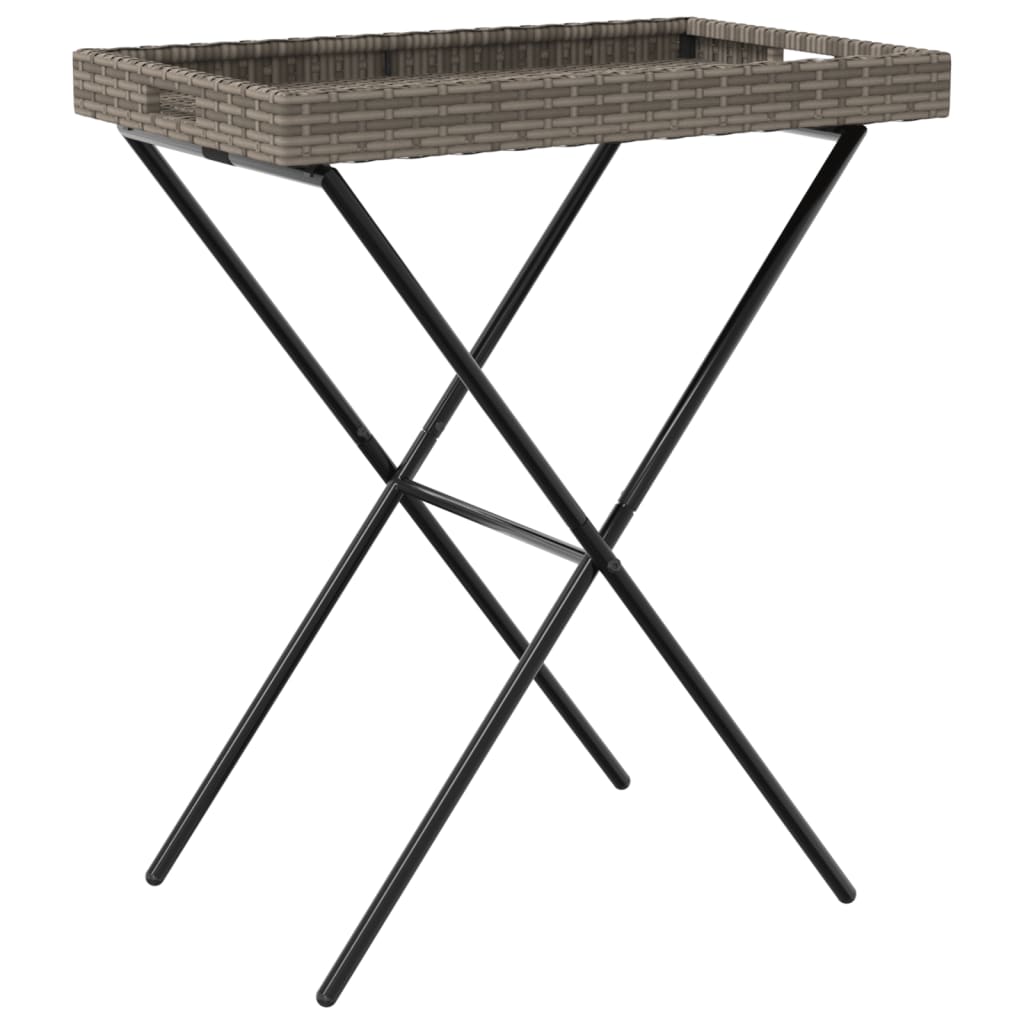 vidaXL Dienbladtafel inklapbaar 65x40x75 cm poly rattan grijs