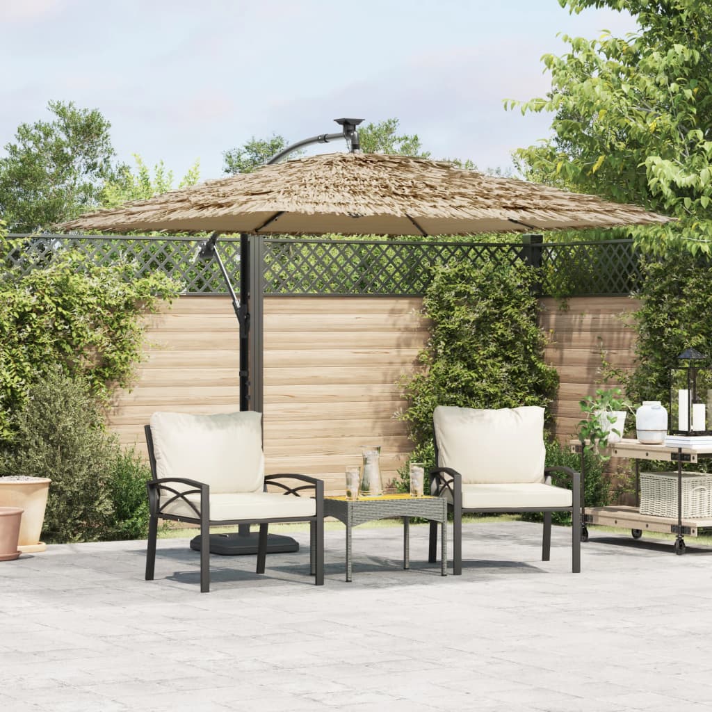 vidaXL Parasol met LED's en stalen paal 246x246x230 cm bruin