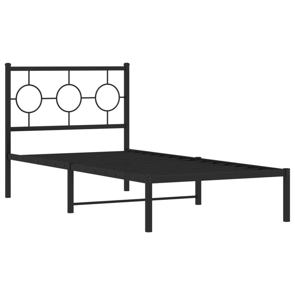 vidaXL Bedframe met hoofdbord metaal zwart 90x200 cm