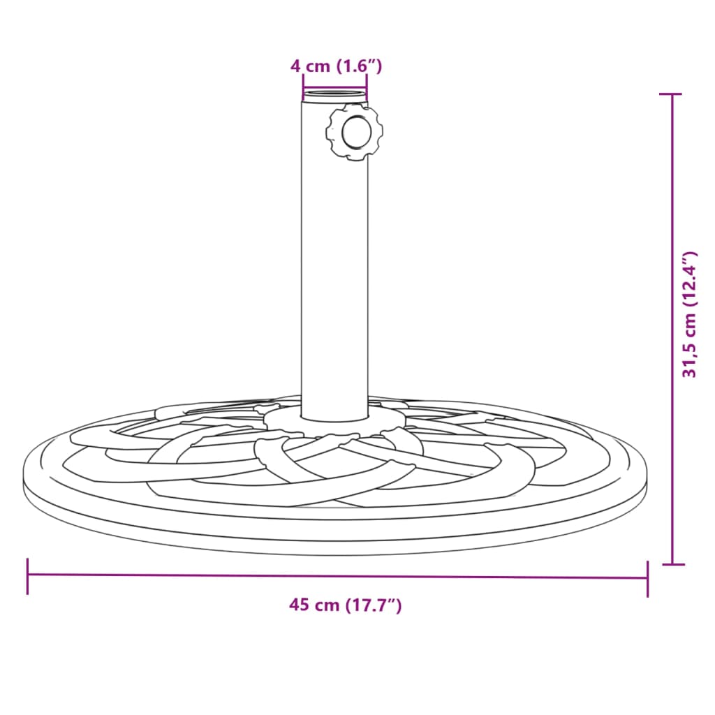 vidaXL Parasolvoet voor stok van Ø38 / 48 mm 12 kg rond