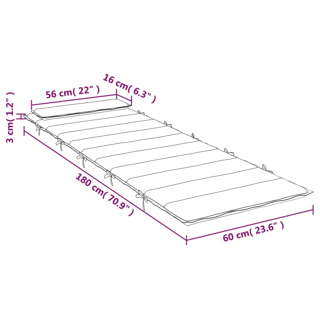 vidaXL Ligbedkussen 180x60x3 cm oxford stof beige