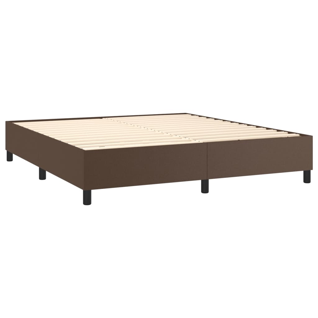 vidaXL Boxspring met matras en LED kunstleer bruin 160x200 cm