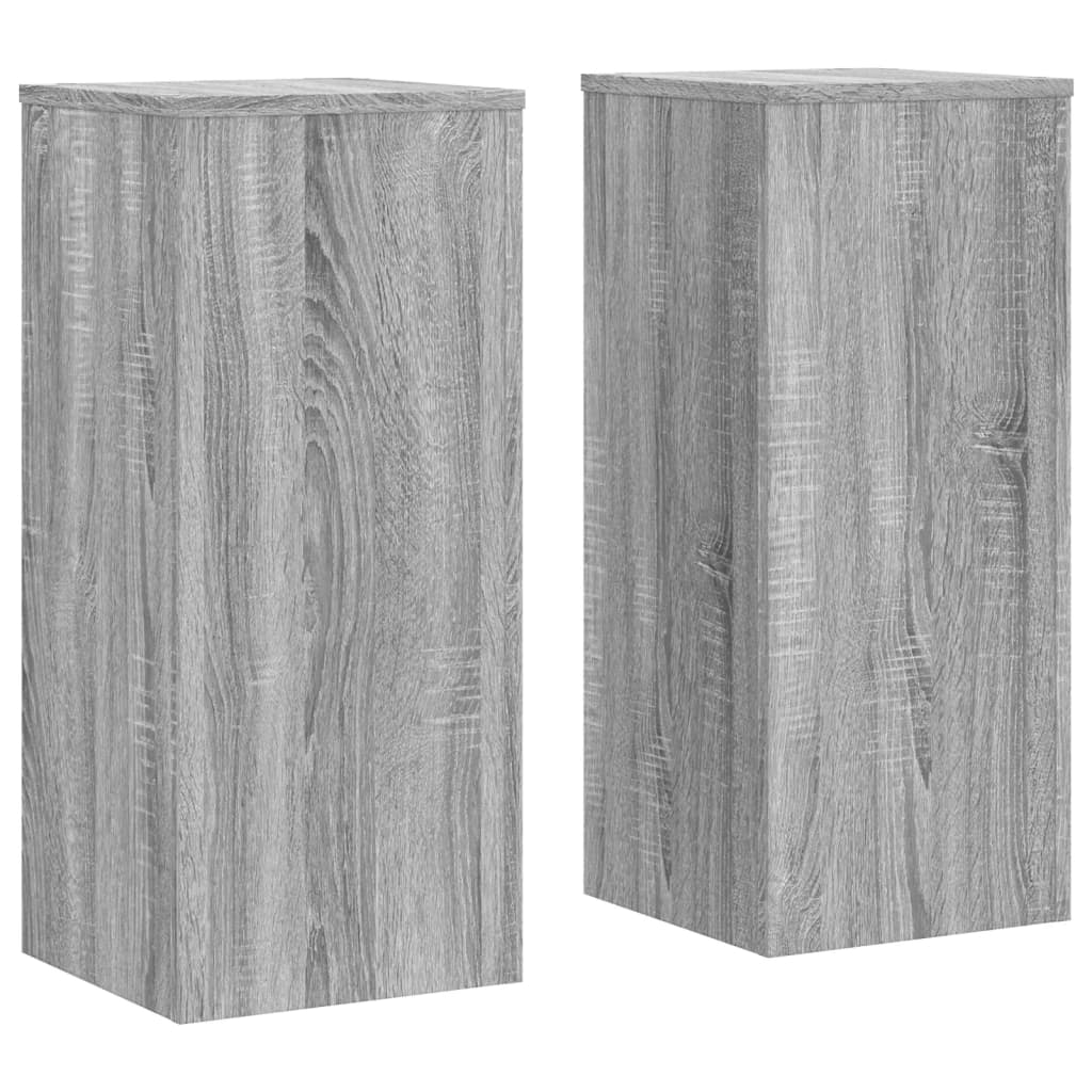 vidaXL Plantenstandaards 2 st 30x30x70 cm bewerkt hout grijs sonoma