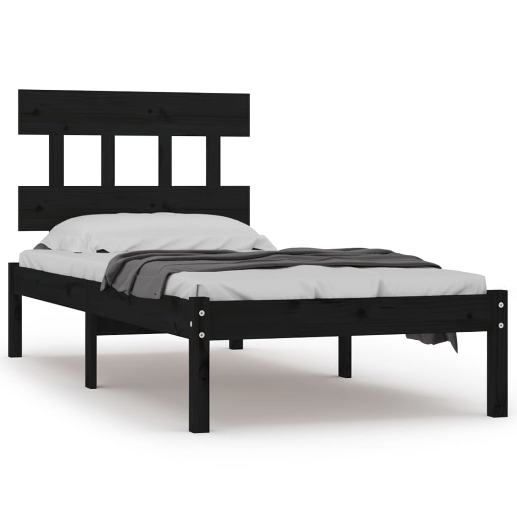 vidaXL Bedframe massief hout zwart 90x190 cm